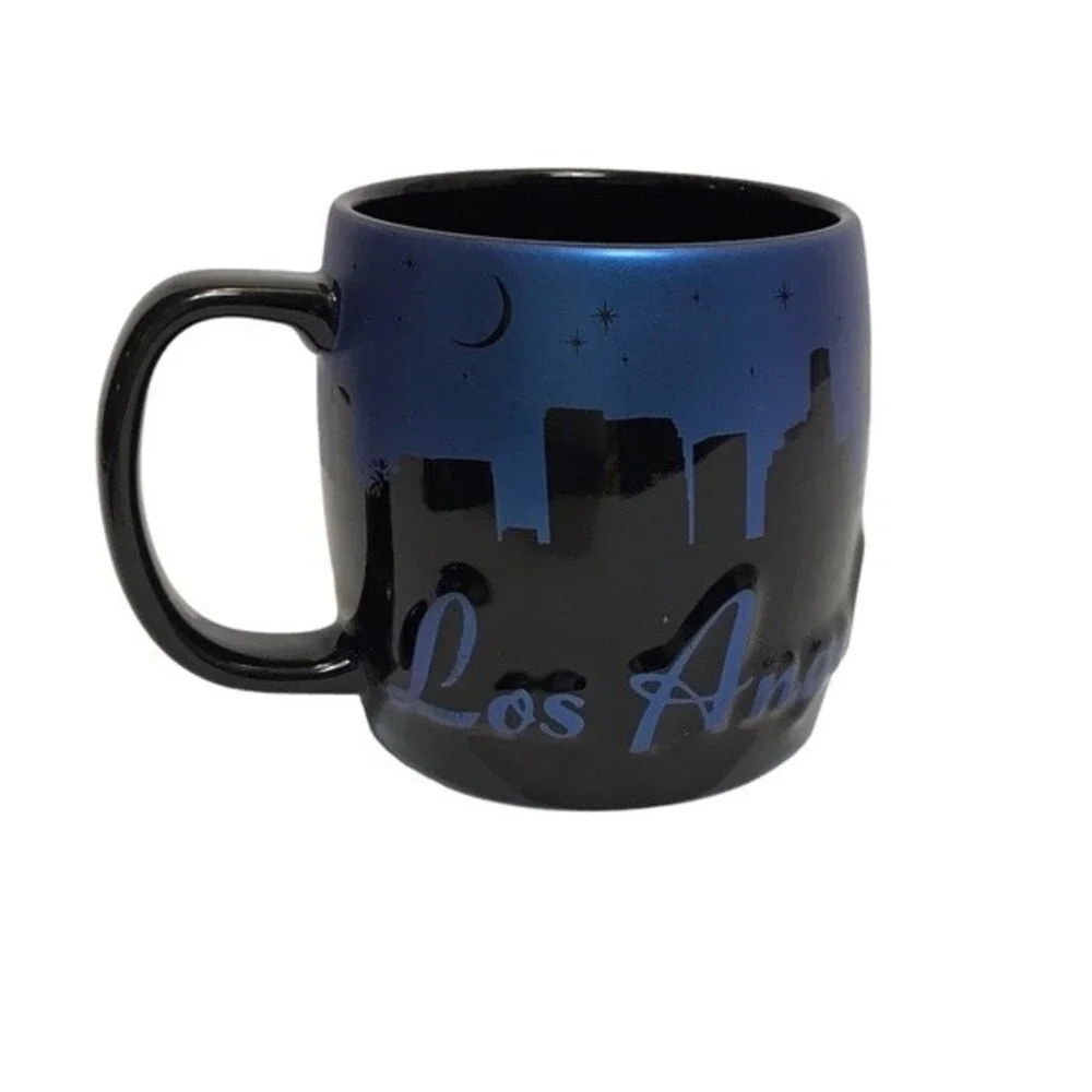 Los‎ Angeles Skyline CERAMIC COFFEE MUG (24 Oz)Black&Blue Hollywood￼ Americaware